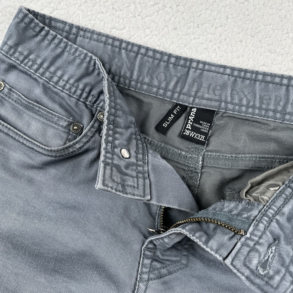 prAna Breathe Pants Men 28x32 Gray Black Slim Fit Stretch Nylon Outdoor‎ Casual